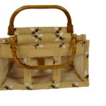 Panier en toile de jute motif abeille pour 3 pots (500g)